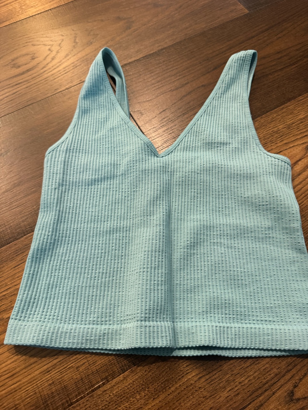 Quiksilver Aqua Ribbed V-Neck Cropped Tank